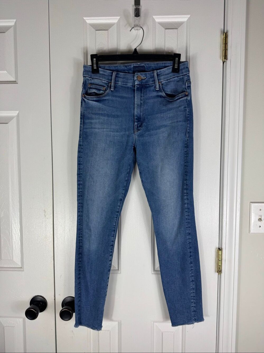 Mother Womens High Waisted Looker Ankle Fray Jeans Size 27